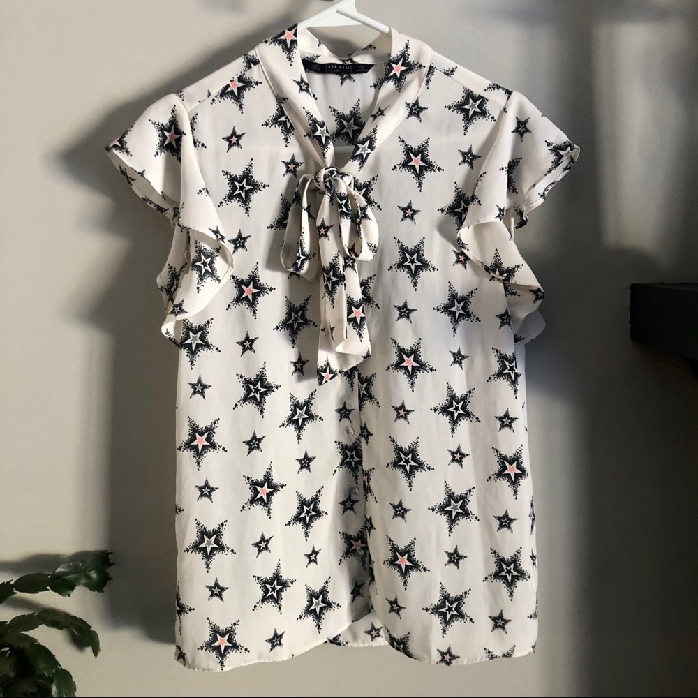 Zara flutter sleeve blouse